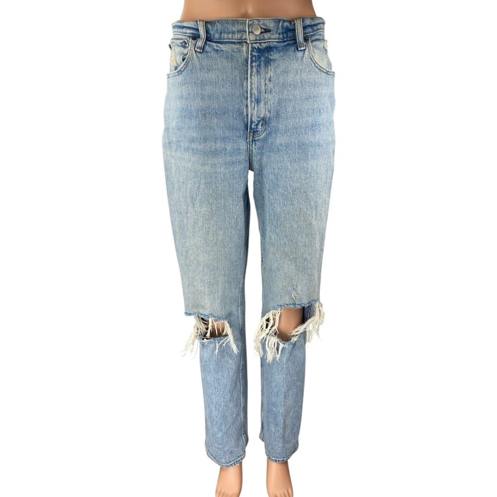 Abercrombie & Fitch The 90s Ultra High Rise Blue Distressed Denim Jeans Size 29
